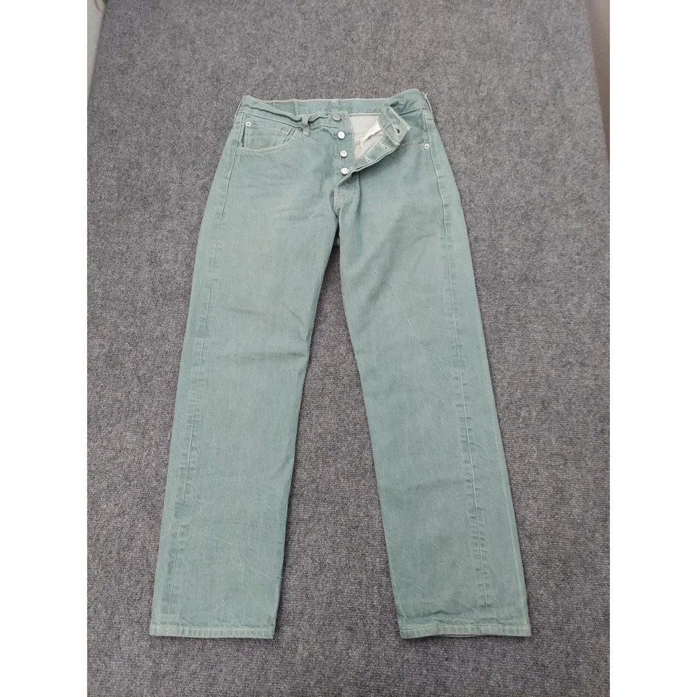 Levis‎ 501 XX Jeans Mens 30x28 Green Button Fly Straight Leg (tag size 33x32)